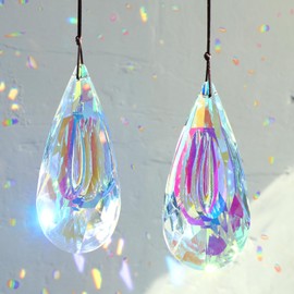 HYBEADS 120mm Crystal Suncatcher, 2 Pack Large Prism Sun Catchers Windows Hanging Ornaments Rainbow Maker Pendant Indoor Outdoor Garden Chandelier Birthday Wedding Party Valentines Day Gifts for Women