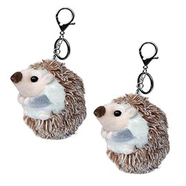 LOXASUM Hedgehog Plush Keychain Stuffed Animal Cute Fashion Accessory Backpack Clips 3.93 inch Christmas Birthday for Adult, 2 Pcs, Small