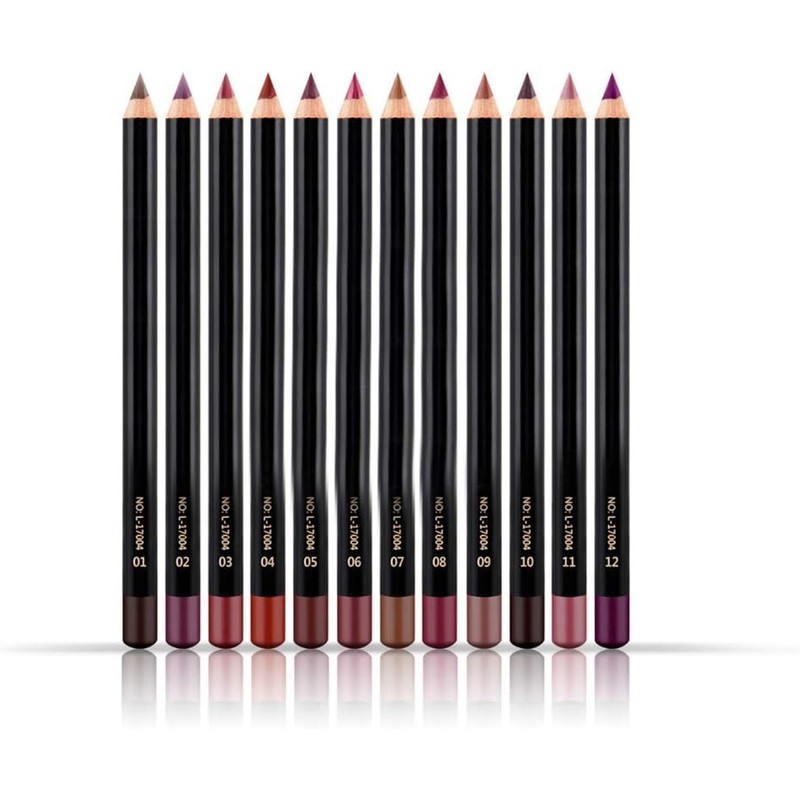 12pcs/set Lip Liner Pen, Professiona Lipstick Pen Impermeable Larga duración