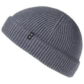 Enter the Complex® Fisherman Beanie, 100% Merino Wool, Trawler Hat, Troyer, Ribb-Knit, Men and Women, gray