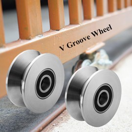 Sliding Gate Rollers Stainless Steel V Groove Wheel Heavy Duty Cable Pulley Block V Shaped Rail Gate Wheels Quiet and Smooth Operation Plate Caster with Bearing for Barn Door Track