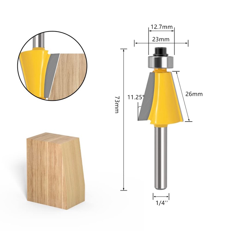 WSOOX 5PCS Chamfer Router Bit Set 1/4" Shank Edge Forming