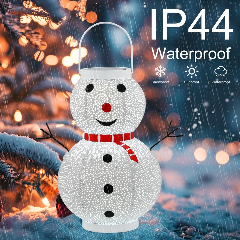HEISOK Christmas Decorations Snowman Solar Lantern - Snowman Solar Hanging