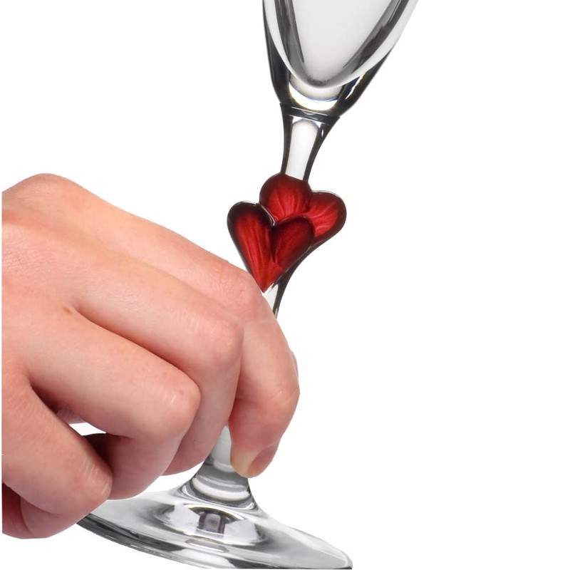 4youDesign Red Hearts Stem Champagne Flute - Engraved Name -