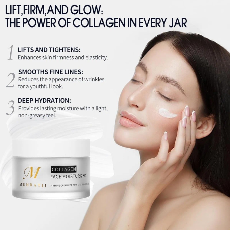 Crema Hidratante Facial Con Colágeno, Crema De Noche Antieda