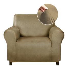 molasofa Single Sofa Cover for Home Décor, Super Soft Leather-Like Spandex Armchair Slipcover, Washable Non-Slip 1-Piece Chair Cover (Oversized Chair,Mustard)