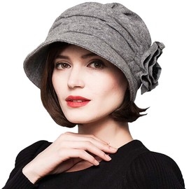 Maitose™ Women's Decorative Flowers Wool Beret Gray
