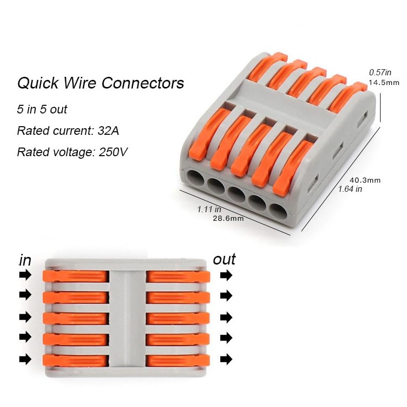 MTUERANC Wire Connectors, Compact Lever Wire Connectors Wire Terminals 5