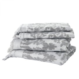 SKL Home Mirage Fringe 2 Bath, 2 Hand Towel Set, Gray