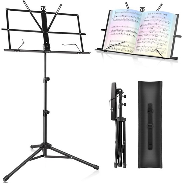 New bee Metal Sheet Music Stand Portable, Adjustable Podium Stand