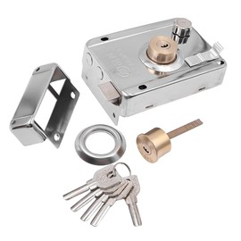 ZONADAH Door Lock Set Exterior Door Lock Indoor Room Door Latch with 5 Keys Stainless Steel Cylinder Deadbolt Rim Lock Set with Card Shell Deadbolt Left Open