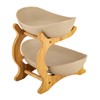 YIYIBYUS 2 Tier Bamboo & Ceramic Fruit Basket for Kitchen