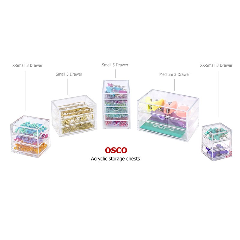 Osco Clear Acrylic Container with 3 Drawers, clear m