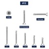 #12 x 1-1/2" Sheet Metal Screws 100Pcs 410 Stainless Steel