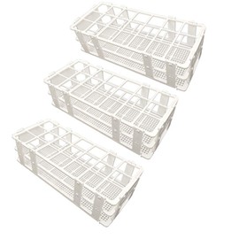 Pocomoco 3 Packs Plastic Test Tube Rack, 21 Holes Lab Test Tube Rack Holder for 30mm Test Tubes, White, Detachable (21 Holes)