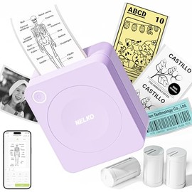 Nelko Impresora de etiquetas, PM230 Print Pod Mini Bluetooth portátil, creador de etiquetas adhesivas con 3 rollos de papel, impresora Print Pods Mini