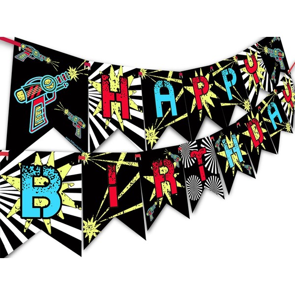 Laser Tag Happy Birthday Banner Pennant