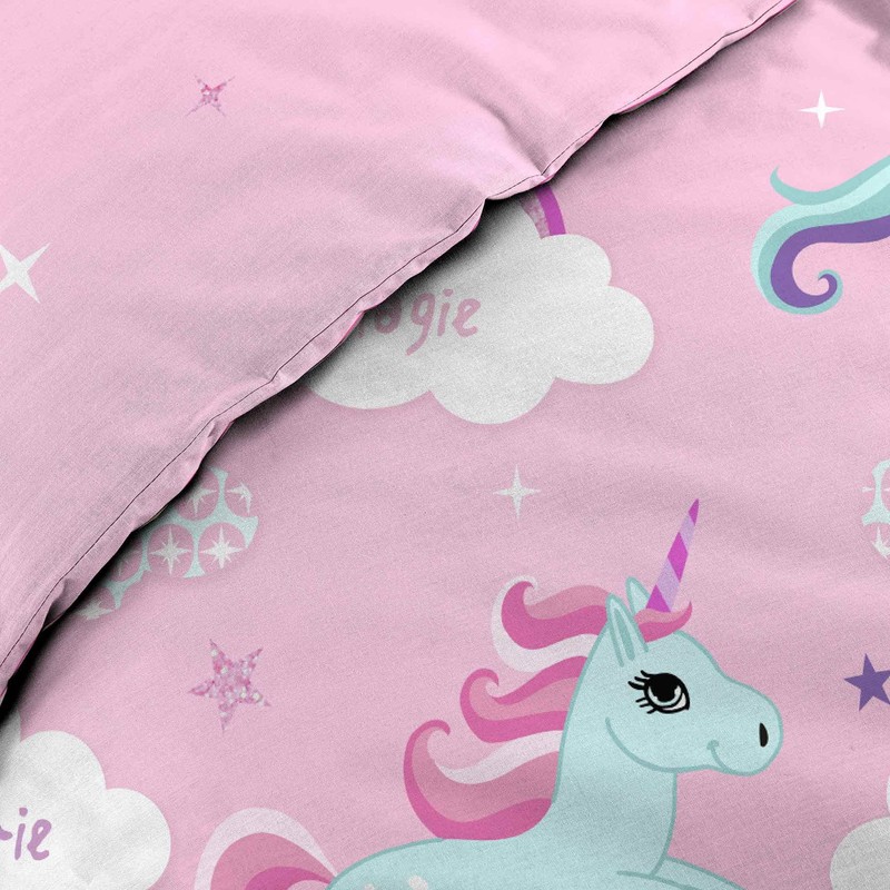 Douceur d’Intérieur Unicorn Bedding Set with Pillowcase, Cotton, Multicoloured, 140