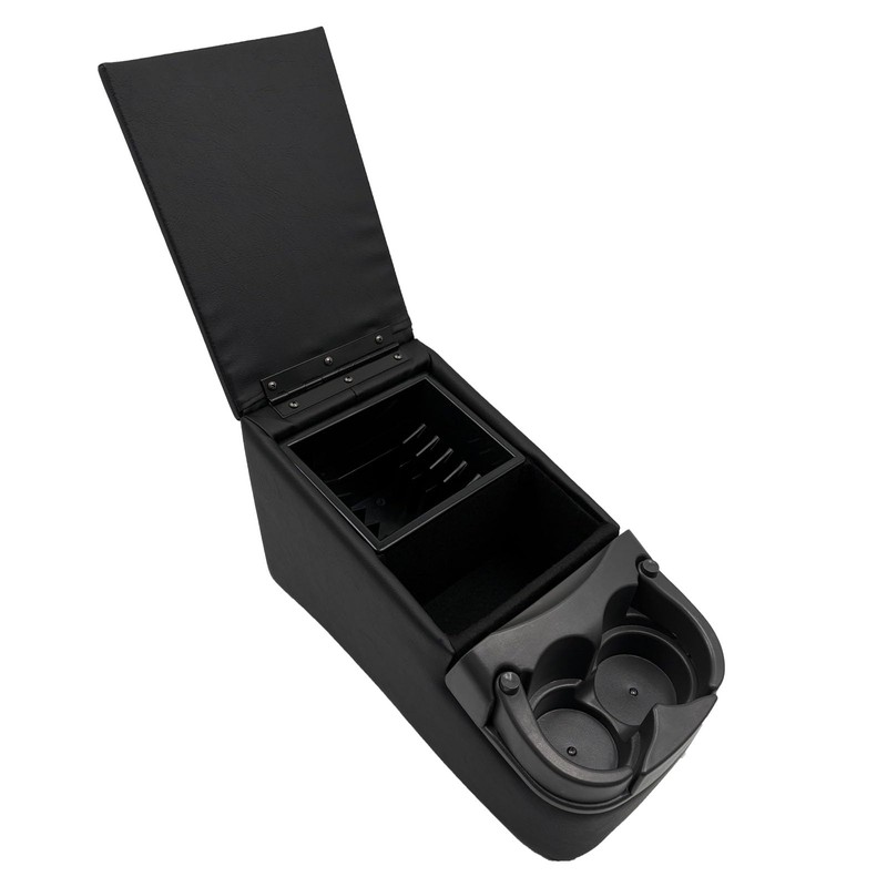 LOOYE Black Universal Truck Bench Seat Console with Cup Holders