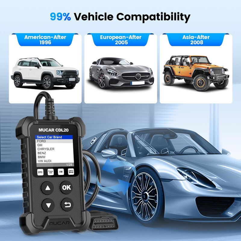 MUCAR OBD2 Scanner Universal OBD2 Code Reader, CDL20 OBD2/EOBD Car