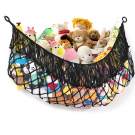 PrimZooty Stuffed Animal Hammock - Extra Large 56'' Long, Stuffed Animal Storage, stuffed animal Holder net, Toy Hammock Large, Toy Storage Hanging Organizer - Black
