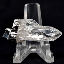 HQRP 54.5 Carat 39mm Twinned Clear Quartz Pendant Natural Quartz Crystal Point Sparkling Mineral Gemstone Silver Plated - Brazil + Marvelous Gift Box