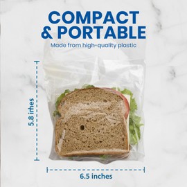 Premium Clear Plastic Flip-Top Sandwich Container - 6.5" x 6" (120 Pc) - Durable & Leakproof Lunch Storage Solution - Perfect for Home, School, or Office