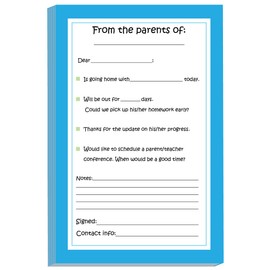 Blue School Excuse Pad | Notes to School | Notepads for Parents of Students | Notes to Teacher | School Pads | Excuse Pad | Stationery for School | Memo to School | School Supplies