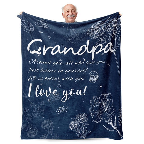 Grandpa Gifts Blanket, Gifts for Grandad from Granddaughter Grandson, Grandads