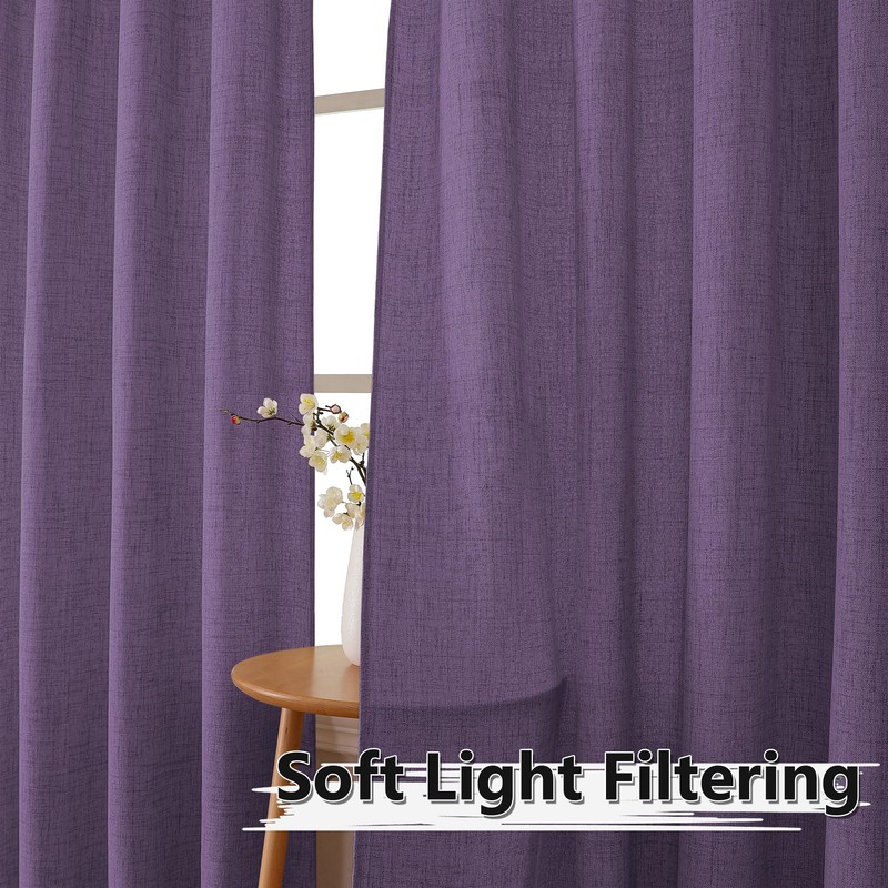 Tollpiz Short Linen Tier Curtains Rod Pocket Semi Sheer Half