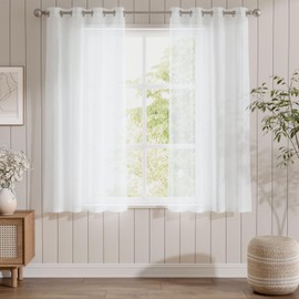 Topick Sheer Curtain with Eyelets, Transparent Curtain, Pack of 2, White, 145cm