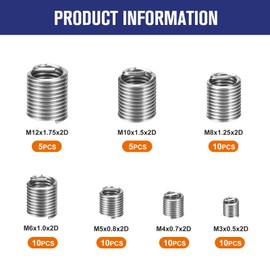 Bczhieulw 60 pieces self-tapping thread insert set for repairing the metal and plastic processing industry