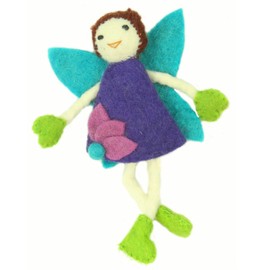 Global Crafts Hand Felted Tooth Fairy Pillow - Brunette with Purple Dress
