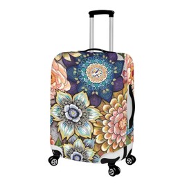 Psesaysky Boho FLowers Luggage Cover Detachable Carry on Travel Luggage Covers Suitable for 18-32 Inch Light Weight Washable Luggage Attachment (XL Size for 29-32 Inch)