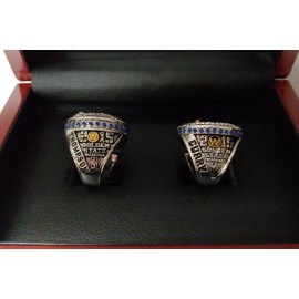 Golden State Warriors - 2015 Championship 2 Ring Set With Wooden Display Box