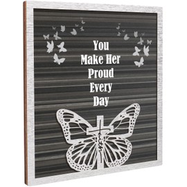 Memorial Plaque Sympathy Gifts for Loss of Loved One, "You Make Her Proud Every Day" Wooden Remembrance Sign for Bereavement, Funeral, Remembrance or Condolences