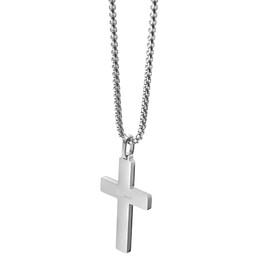 Edforce Stainless Steel American Flag Cross Pendant Necklace (Silver)