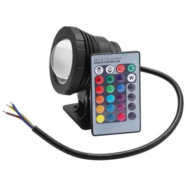 12 V 10 W RGB LED Underwater Light Waterproof Garden Spotlight for Outdoor Use with Remote Control (Black Plastic Coated Aluminium)