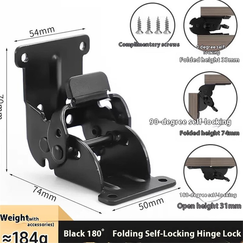 4pcs Heavy Duty Folding Table Hinges 90° Self-Locking, 0-180° Adjustable