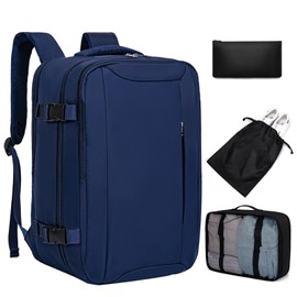 Xkdoai Hand Luggage 40 x 20 x 25 cm for Ryanair Aeroplane Travel Backpack with Luggage Organiser 3 Sets Small Travel Bag Carry On Luggage Unisex Travel Bag Backpack Travel Bag, blue, Rucksack