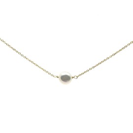 Collar para Dama con Baño de Oro de 18k, Rolling Rocks, Mint Pearl, Diseño Elegante y Perla Cultivada Naturalmente, Dorado