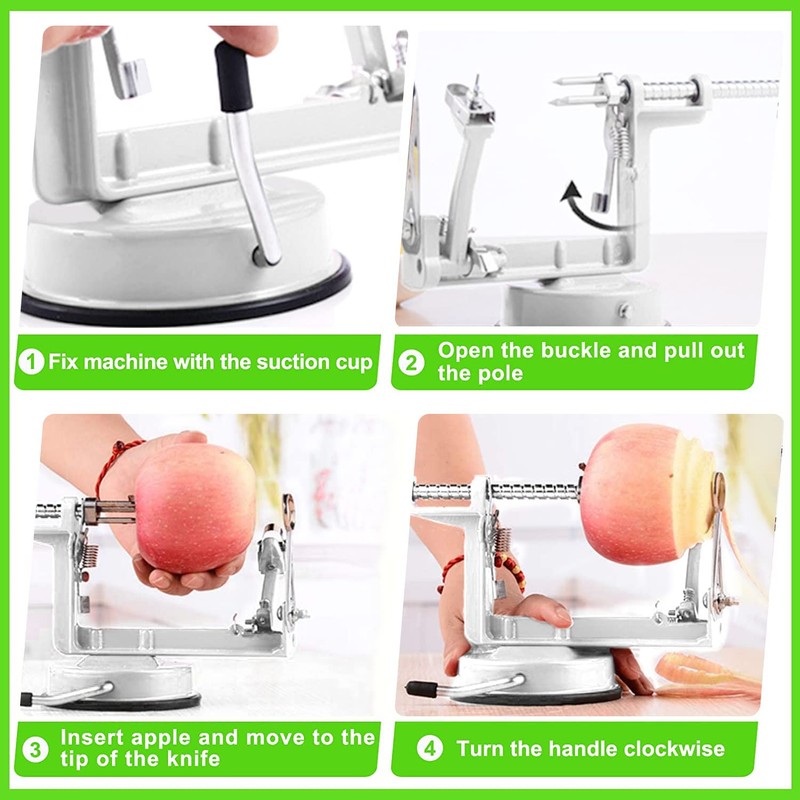 Apple Peeler Corer, Long lasting Chrome Cast Magnesium Alloy Apple