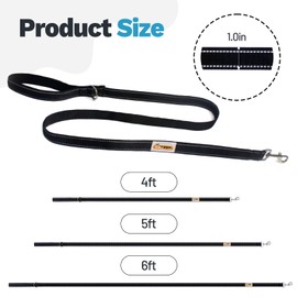 YALAVA Correa reflectante para perro de 6 pies con mango acolchado suave, correas de nailon resistentes para perros, se adapta a perros pequeños, medianos o grandes, negro