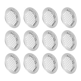 QUARKZMAN Pack of 12 Air Vents Round Flat Soffit Vent 50 mm/2 Inch Stainless Steel Round Vent Mesh Hole Slats for Bathroom, Home, Office, Kitchen, Cupboard, Wardrobe, Silver Tone