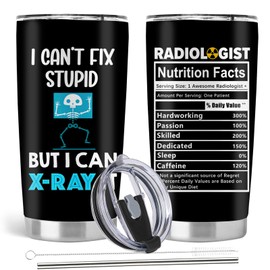 Absacie X-ray Tech Gifts, Radiology Tech Graduation Gifts, 20oz Stainless Steel Tumbler with Lid Straw, Black