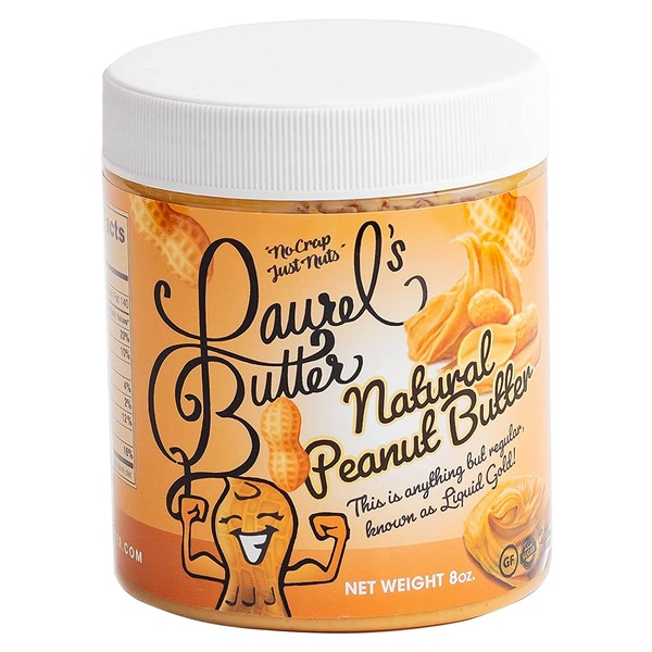 Laurel’s Smooth Natural Peanut Butter - High Protein Butter - Vegan & Keto Friendly - Sugar Free & Low Sodium - Gluten & Preservatives Free (8 Oz)