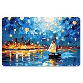 Peacoblue Bank Card Sticker Oil Painting at Night Credit Debit Card Custom Skin Cover Protector, 4 Styles Waterproof Scratch-Proof and Attractive Decal for Most Popular EBT Transportation Key Card