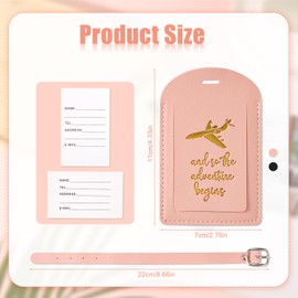 2pcs PU Leather Luggage Tags, Travel Baggage Tag with Adjustable Strap & Privacy Protection Cover Suitcase Tags Bag Tags ID Tags Luggage Address Tags for Women Men (Black, Pink)