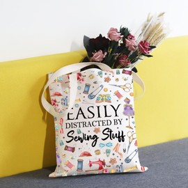 Sewing Gift Easily Distracted By Sewing Stuff Shopping Bag Funny Sew Gift Sewing Gift for Women Mother (Sewing Stuff tote uk)