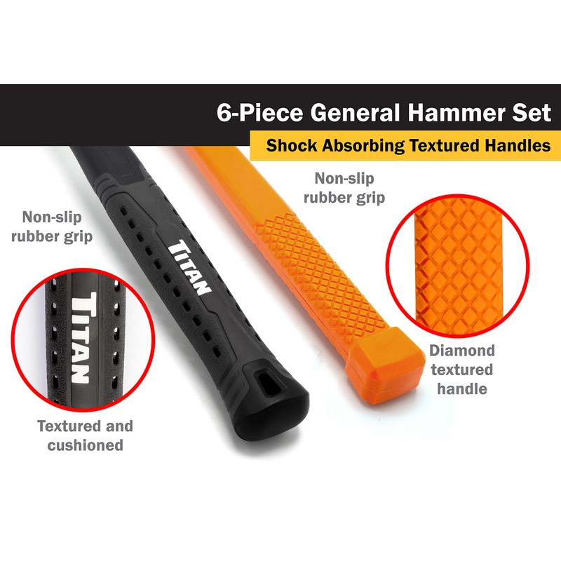 Titan 63136 6-Piece Hammer Set, Includes 16oz & 32oz Ball